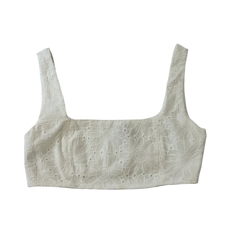 Princess Polly White Eyelet Cropped Sleeveless Bra Like Top Size XS